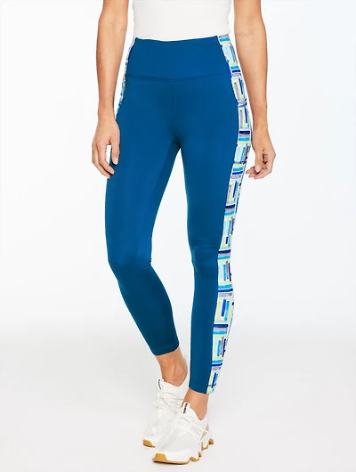 Sport Fleeceback Leggings - Watercolor Geo