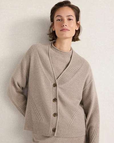 Featherweight Cashmere Directional Stitch Cardigan