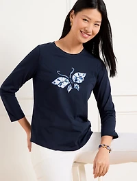 Three-Quarter Sleeve Tee - Butterfly
