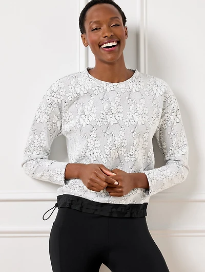 Jacquard Crewneck Pullover - Cherry Blossom