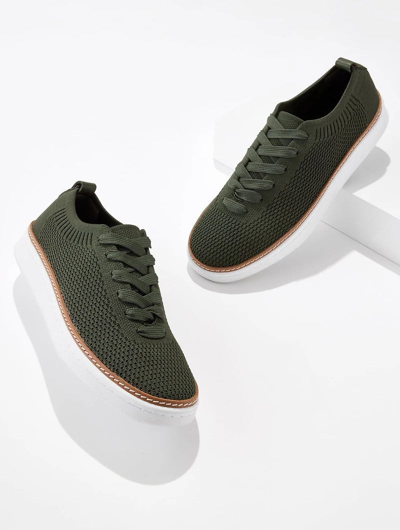 Brittany Knit Lace-Up Sneakers - Nori