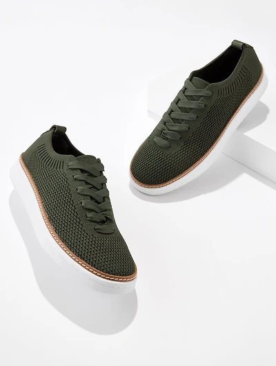 Brittany Knit Lace-Up Sneakers - Nori