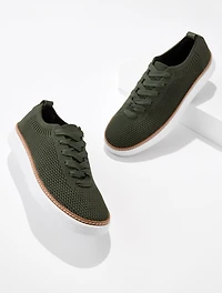 Brittany Knit Lace-Up Sneakers - Nori