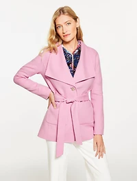 Tie Waist Wool Blend Jacket