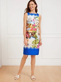 Linen Cotton Shift Dress - Coastal Scenic