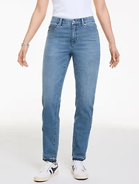 Straight Leg Drop Hem Jeans - Meserole Wash Curvy Fit