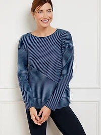 Ribbed Long Sleeve Tee - Luxe Stripe