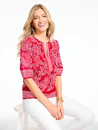 Capri Rose Elbow Sleeve Top