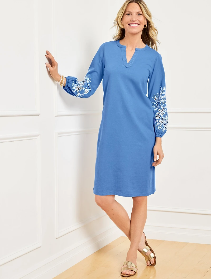 Embroidered Shift Dress