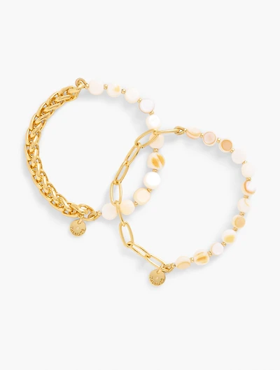 Mother-of-Pearl Stretch Bracelet Set