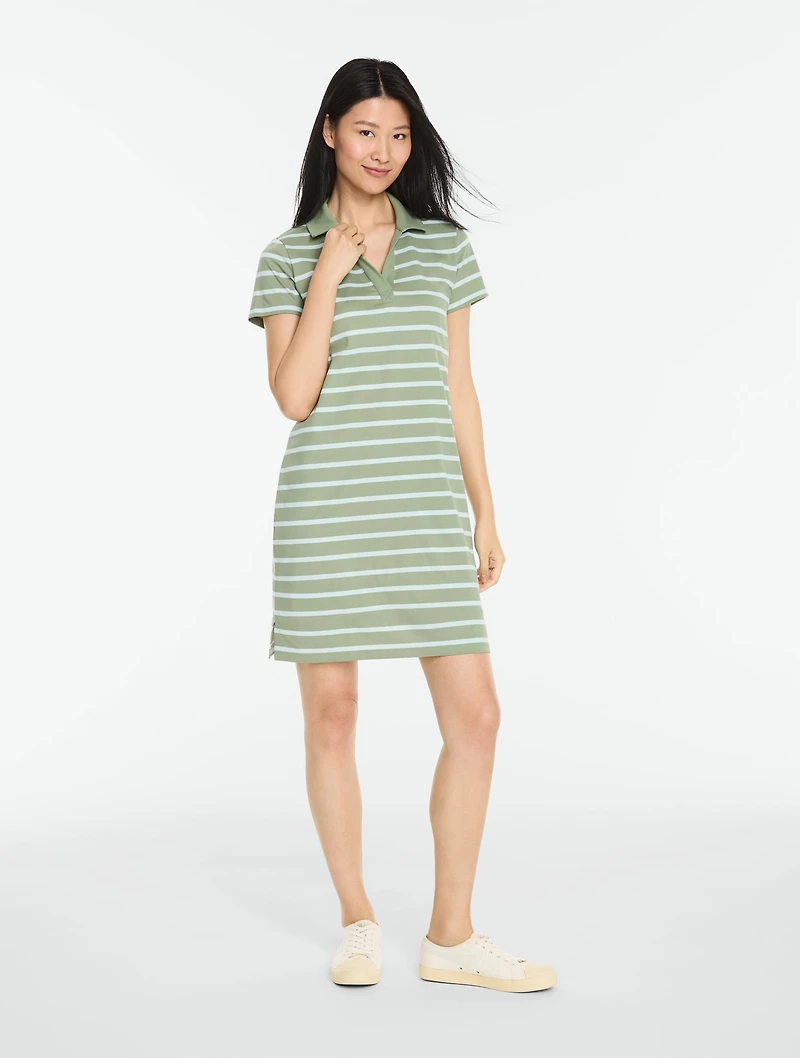 Luxe Jersey Collared Dress - Clean Stripe