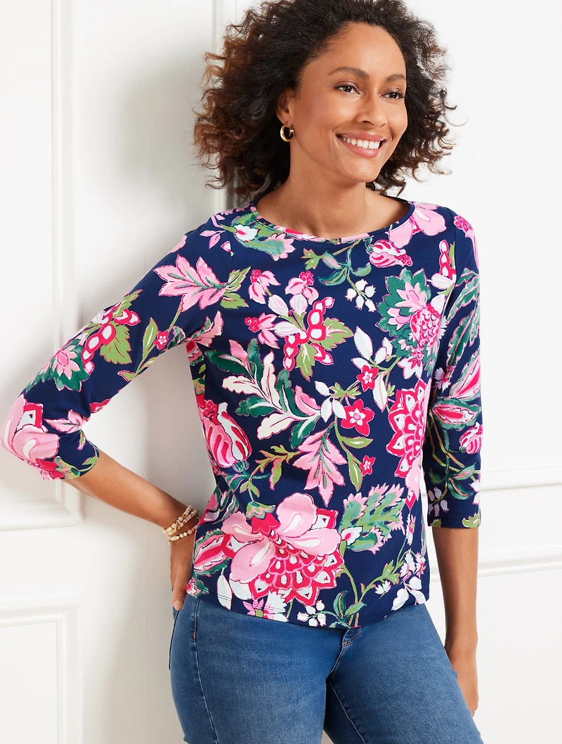 Bateau Neck Tee - Joyful Jacobean