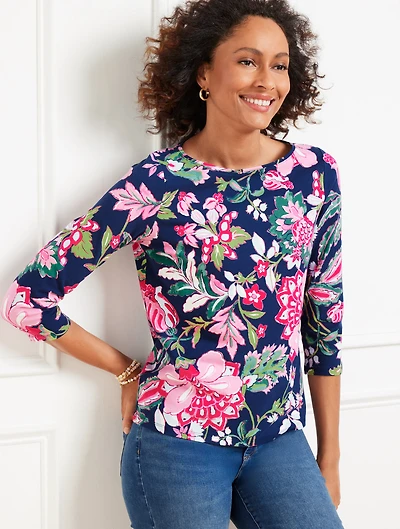Bateau Neck Tee - Joyful Jacobean