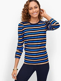 Puff Sleeve Crewneck Pullover - French Stripe