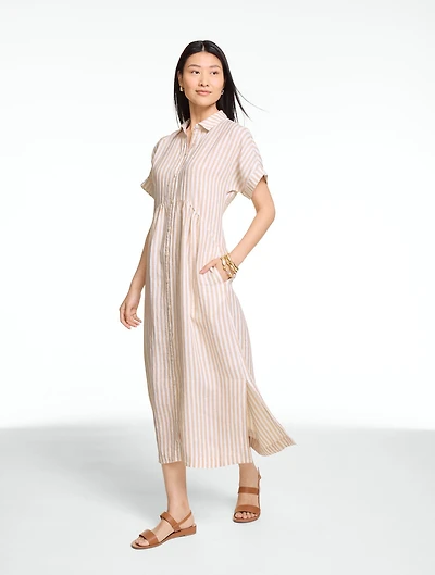 Linen Shirtdress - Sailboat Stripe