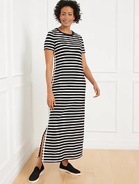 Effortless Ultraknit Short Sleeve Maxi Dress - Crocus Stripe