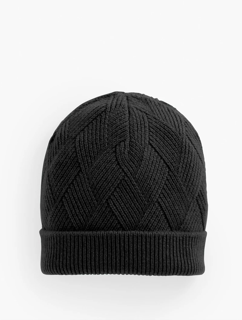 Basketweave Cashmere Knit Beanie
