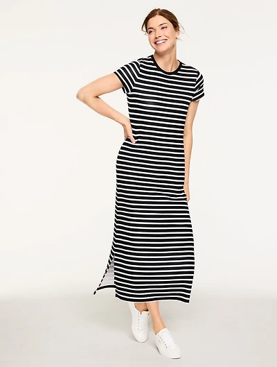 AirKnit Stretch Maxi T-Shirt Dress - Crocus Stripe