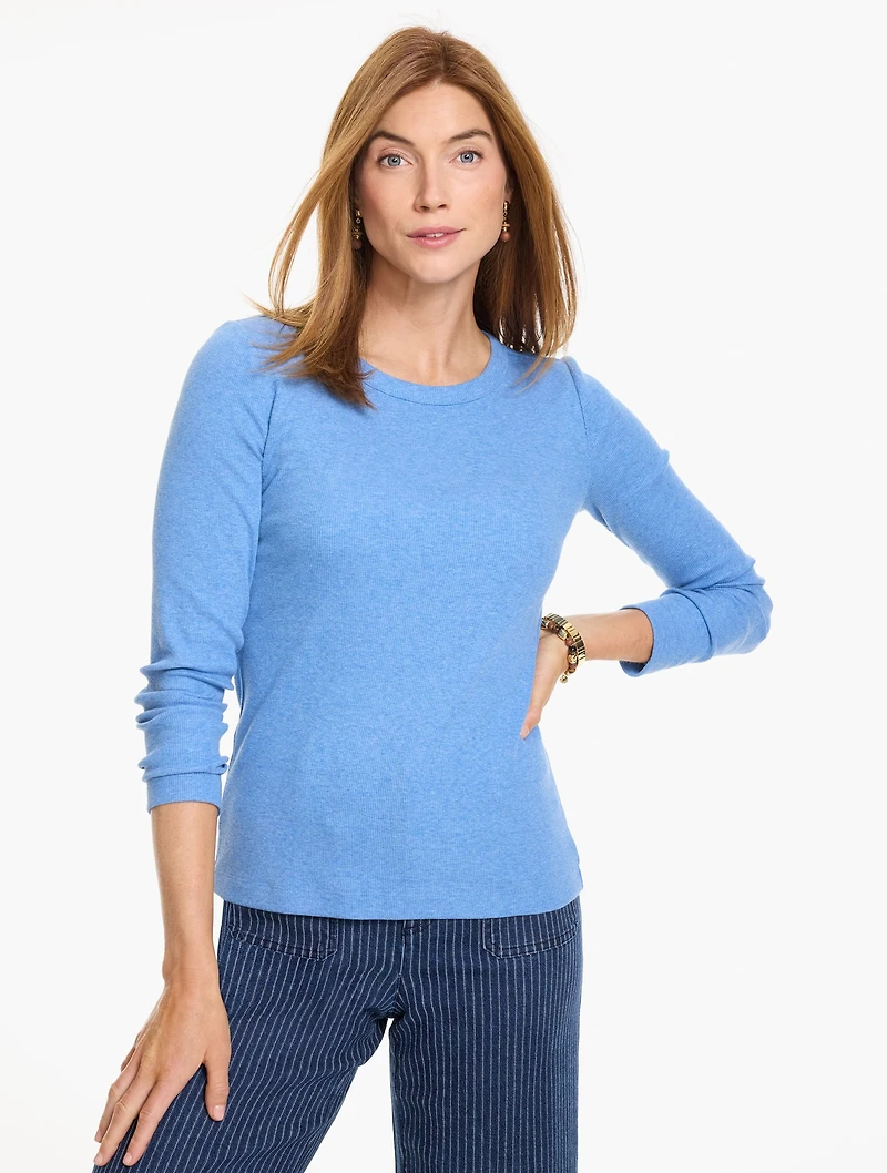 Ribbed Long Sleeve Crewneck Tee