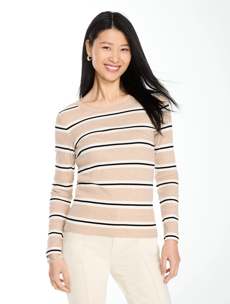 Ribbed Long Sleeve Crewneck Tee