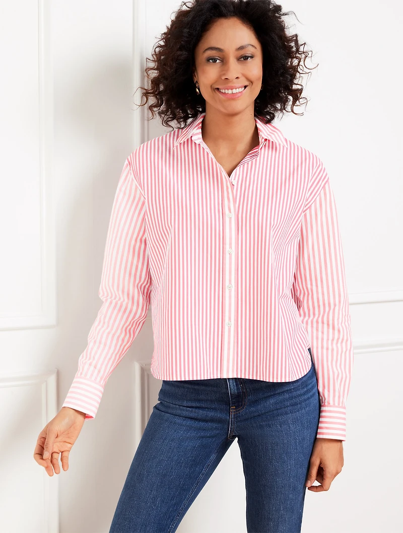 Poplin Short Shirt - Blooming Stripe