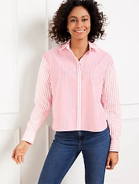 Poplin Short Shirt - Blooming Stripe
