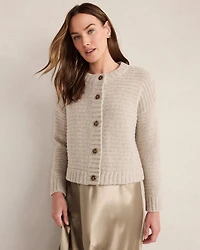 Merino Wool Cashmere Link Stitch Cardigan