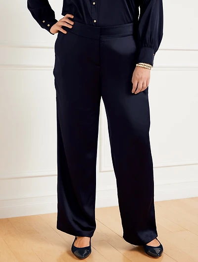 Plus Exclusive Wide Leg Satin Pants
