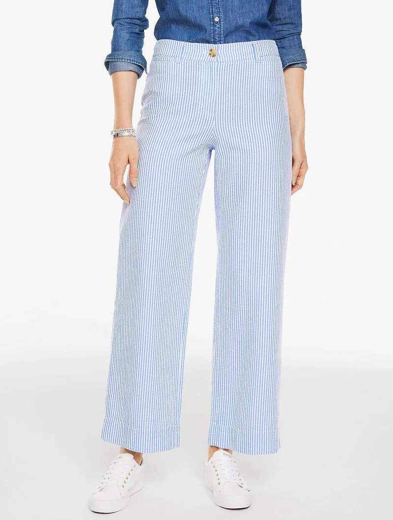 Seersucker Wide Ankle Pants