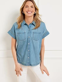 Denim Short Shirt - Azure Sea Wash