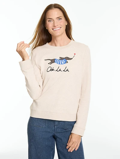 Crewneck Sweatshirt - Embroidered French Dog