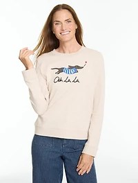 Crewneck Sweatshirt - Embroidered French Dog