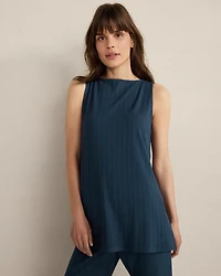 Ribbed Bateau Neck Sleeveless Top