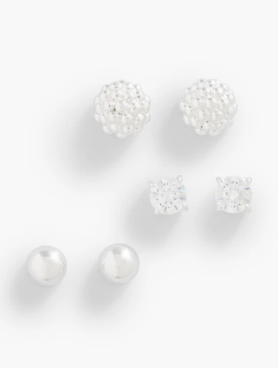 Sterling Silver Ball Cluster Stud Earring Set