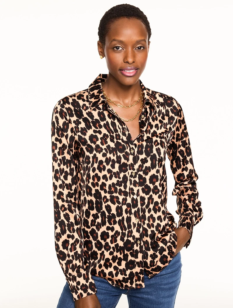 Soft Satin Charmeuse Shirt - Opulent Ocelot