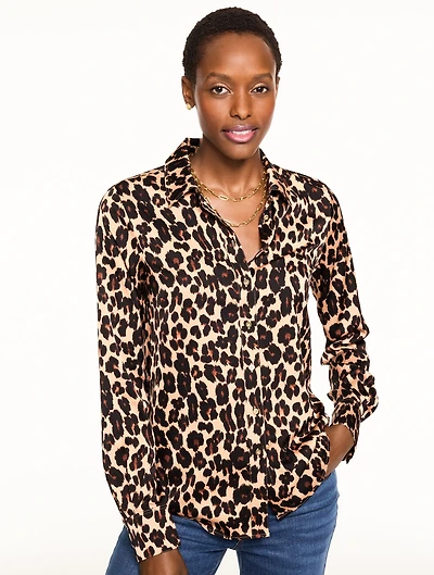 Soft Satin Charmeuse Shirt - Opulent Ocelot