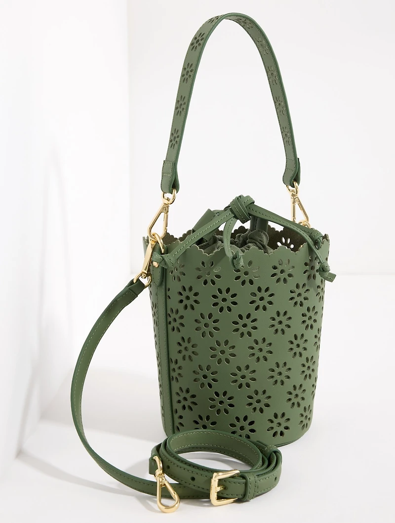 Perforated Leather Bucket Bag