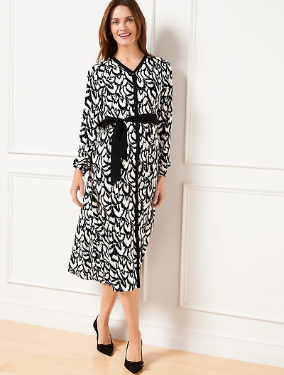 Stretch Crepe Midi Dress - Gathered Feathers