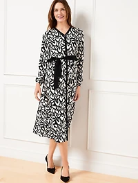 Stretch Crepe Midi Dress - Gathered Feathers