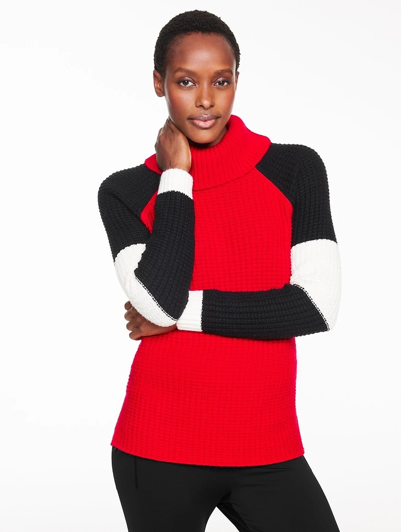 Soft Waffle Knit Turtleneck Sweater