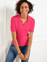 Scallop Trim Short Sleeve Polo