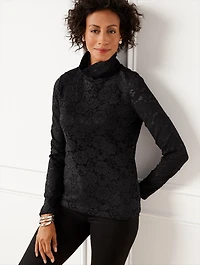 Lace Turtleneck Pullover
