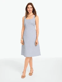 Seersucker Sleeveless Dress - Market Stripe