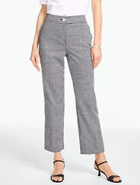 Linen Straight Ankle Pants - Beach Gingham