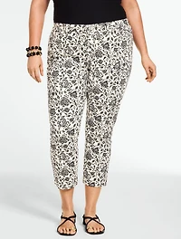 Straight Crop Jeans - Jacobean Vines