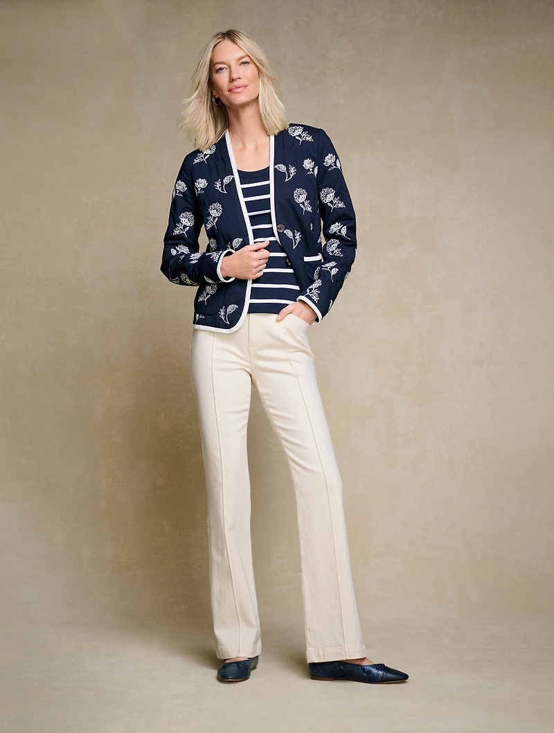 Embroidered Poplin Quilted Jacket