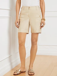 Stretch Linen Utility Shorts