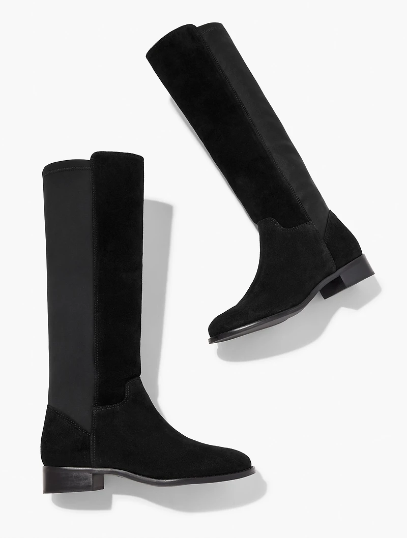 Tish Stretch Quilted Faux Suede Tall Boots