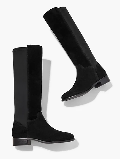 Tish Stretch Quilted Faux Suede Tall Boots