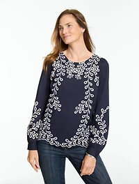 Embroidered Poplin Top